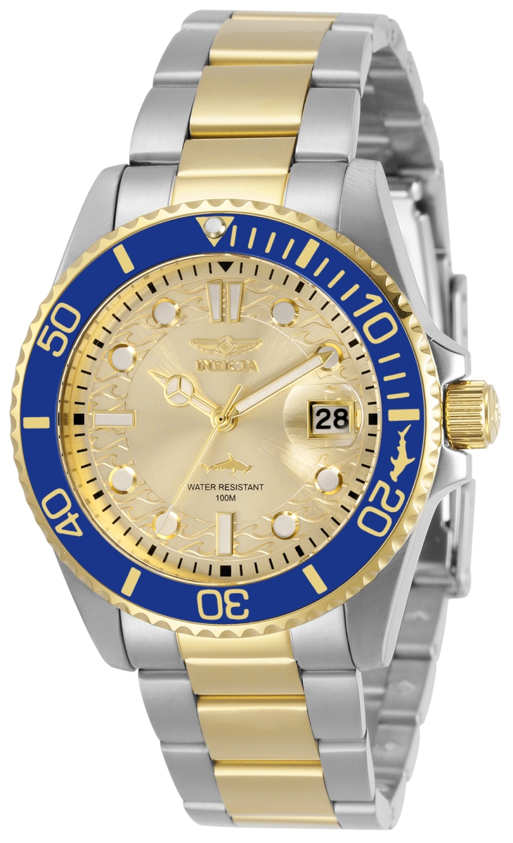 Womens Pro Diver Quartz 3 Hand Gold Dial Watch