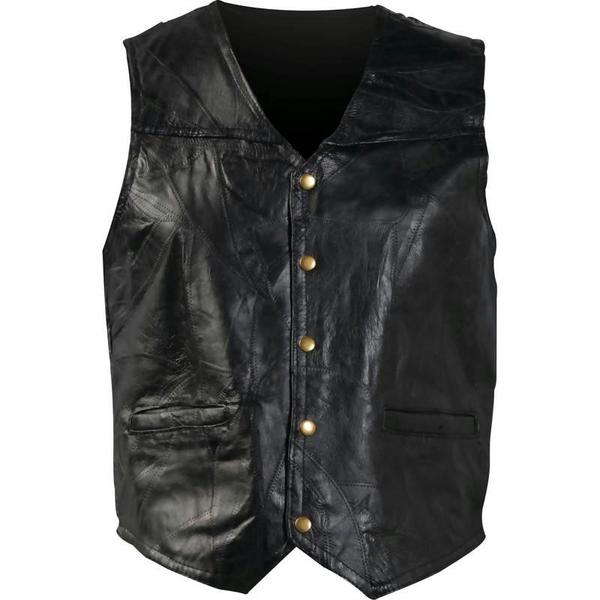 Picture of Giovanni Navarre GFVXXL Black Patched Leather Vest-XXL