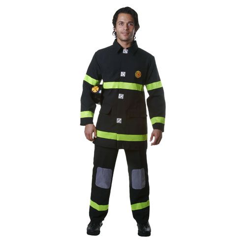 Adult Fire Fighter Costume in Black - Size Small