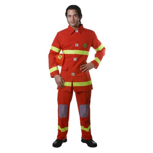 Picture of Dress Up America 341-XL Adult Fire Fighter Costume in Red - Size X Large