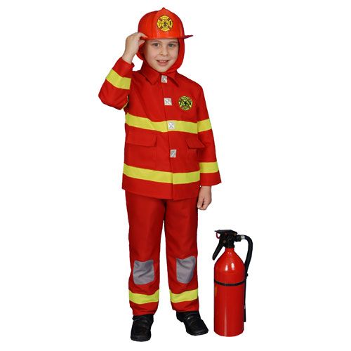 Picture of Dress Up America 367-M Boy Fire Fighter Costume in Red - Size Medium 8-10