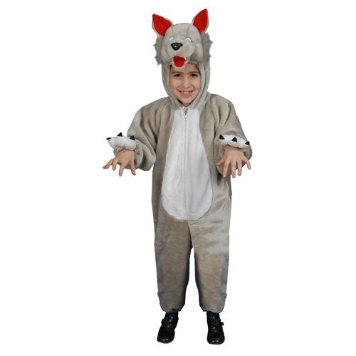 Picture of Dress Up America 379-M Kids Plush Wolf Costume - Size Medium 8-10