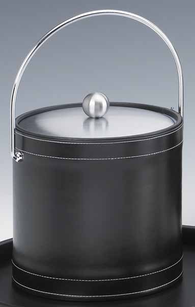 Kraftware Stitched Ice Bucket with Bale Handle and Metal Cover - Black - 3 Quart