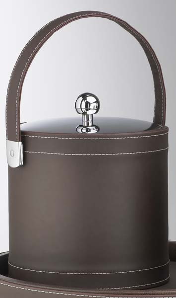 Stitched Brown 3 Quart Stitched Ice Bucket with Stitched Handle