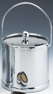 Kraftware Brushed Chrome 3 Qt Ice Bucket with Bale Handle and Metal Cover