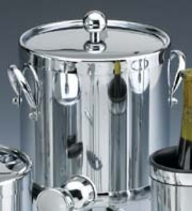 Shiny Chrome 3 Quart Ice Bucket with Side Handles and Metal Cover