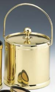 Kraftware  Shiny Brass 3 Quart Ice Bucket with Bale Handle and Metal Cover