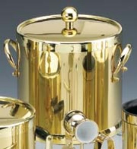 Kraftware Shiny Brass 3 Quart Ice Bucket with Side Handles and Metal Cover