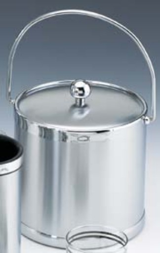 Kraftware  Brushed Chrome 3 Quart Ice Bucket with Bale Handle and Metal Cover