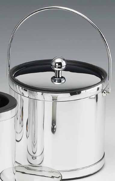 Picture of Kraftware 75868 Mylar Polished Chrome 3 Quart. Ice Bucket with Bale Handle  Bands and Metal Cover