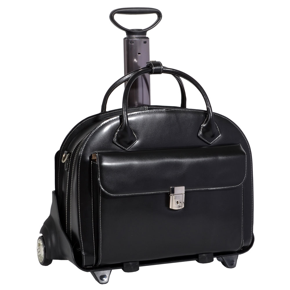 Picture of Mcklein  94365 Glen Ellyn W Series Leather Detachable-Wheeled Ladies Case with Removable Sleeve - Black