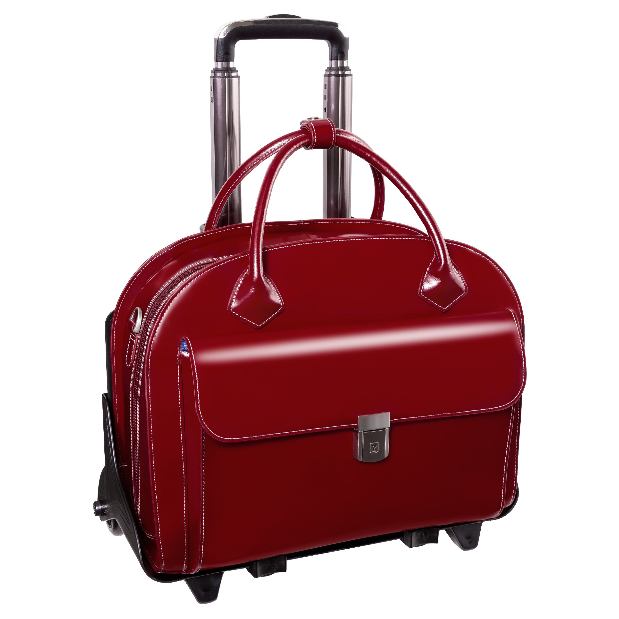 Picture of Mcklein  94366 Glen Ellyn W Series Leather Detachable-Wheeled Ladies Case with Removable Sleeve - Red