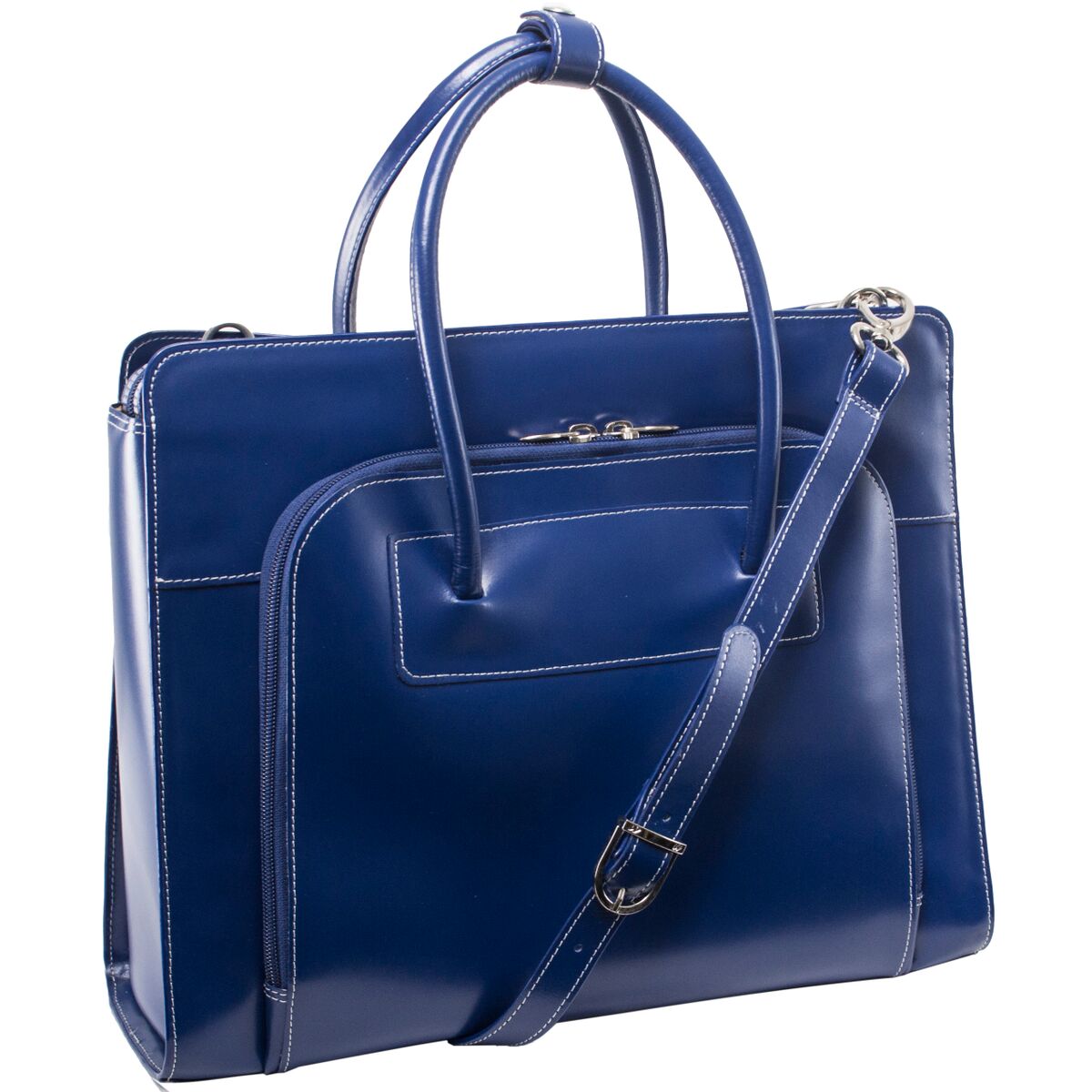 Picture of Mcklein USA 94337 Lake Forest W Series Leather Ladies Briefcase With Removable Sleeve - Navy