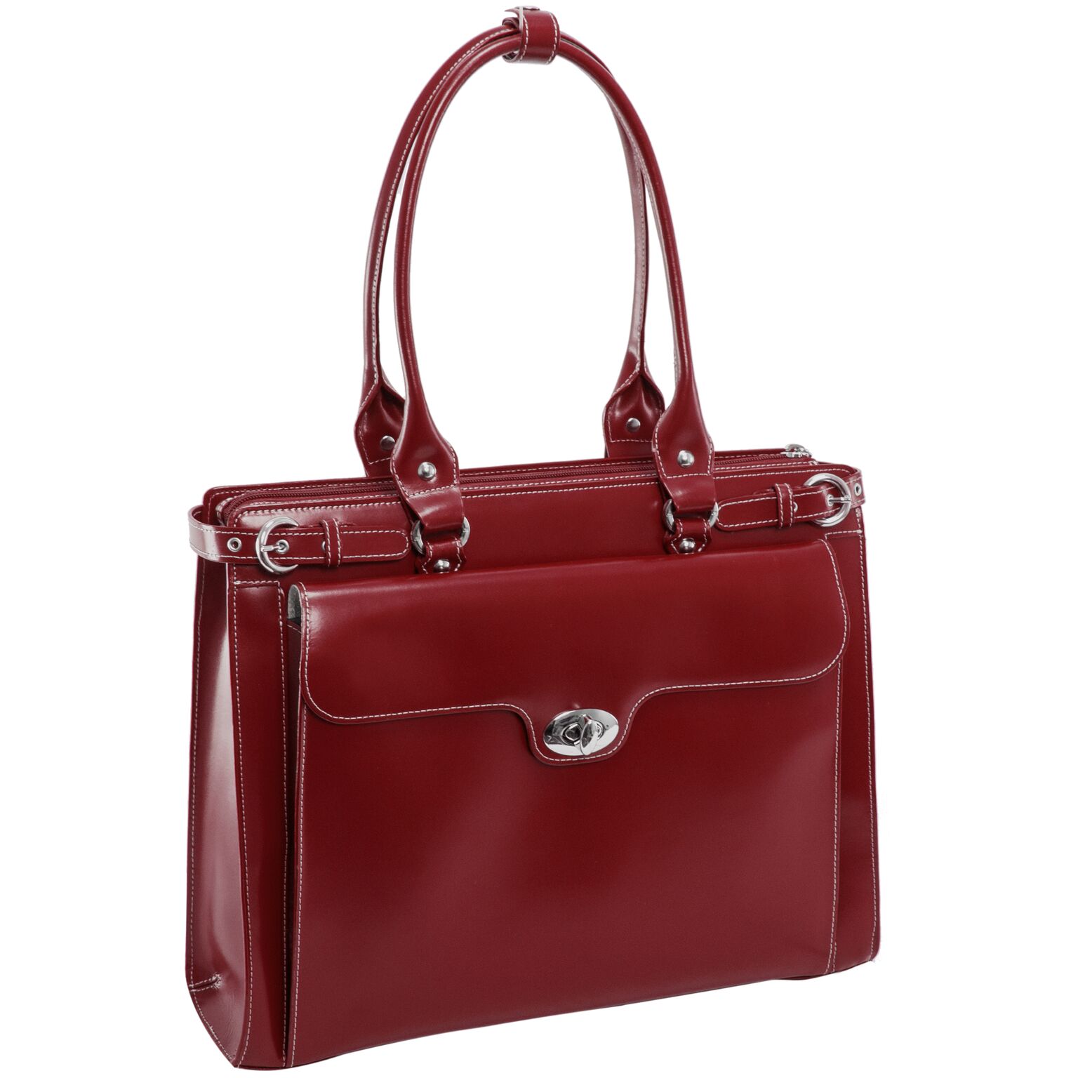 Picture of Mcklein USA 94836 Winnetka W Series Leather Ladies Briefcase With Removable Sleeve - Red
