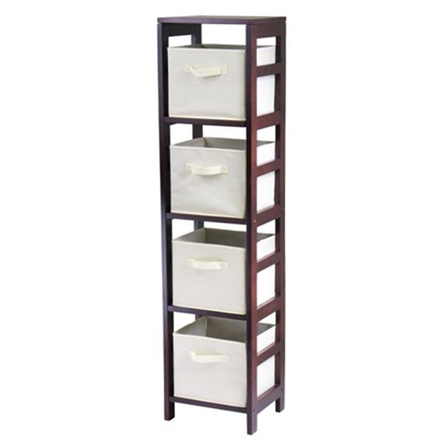 Winsome 92841 Capri 4 Section N Storage Shelf with 4 Foldable Fabric Baskets ...