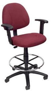 Picture of Boss B1616 Drafting Office Chair - Burgundy - Adjustable Height Arms