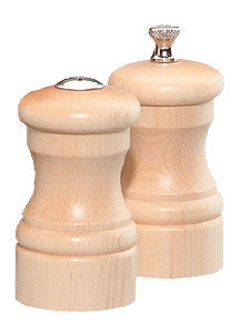 Picture of Chef Specialties 04300 4 Inch - 10cm CapstanNatural Pepper Mill Salt Shaker Set
