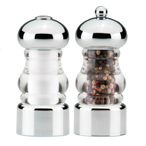 Picture of Chef Specialties 29160 5.5 Inch - 14cm LoriAcrylic and Chrome Pepper Mill/SS Set