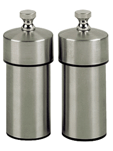 Picture of Chef Specialties 29910 4 Inch - 10cm FuturaBrushed Stainless Pepper Mill Salt Mill Set