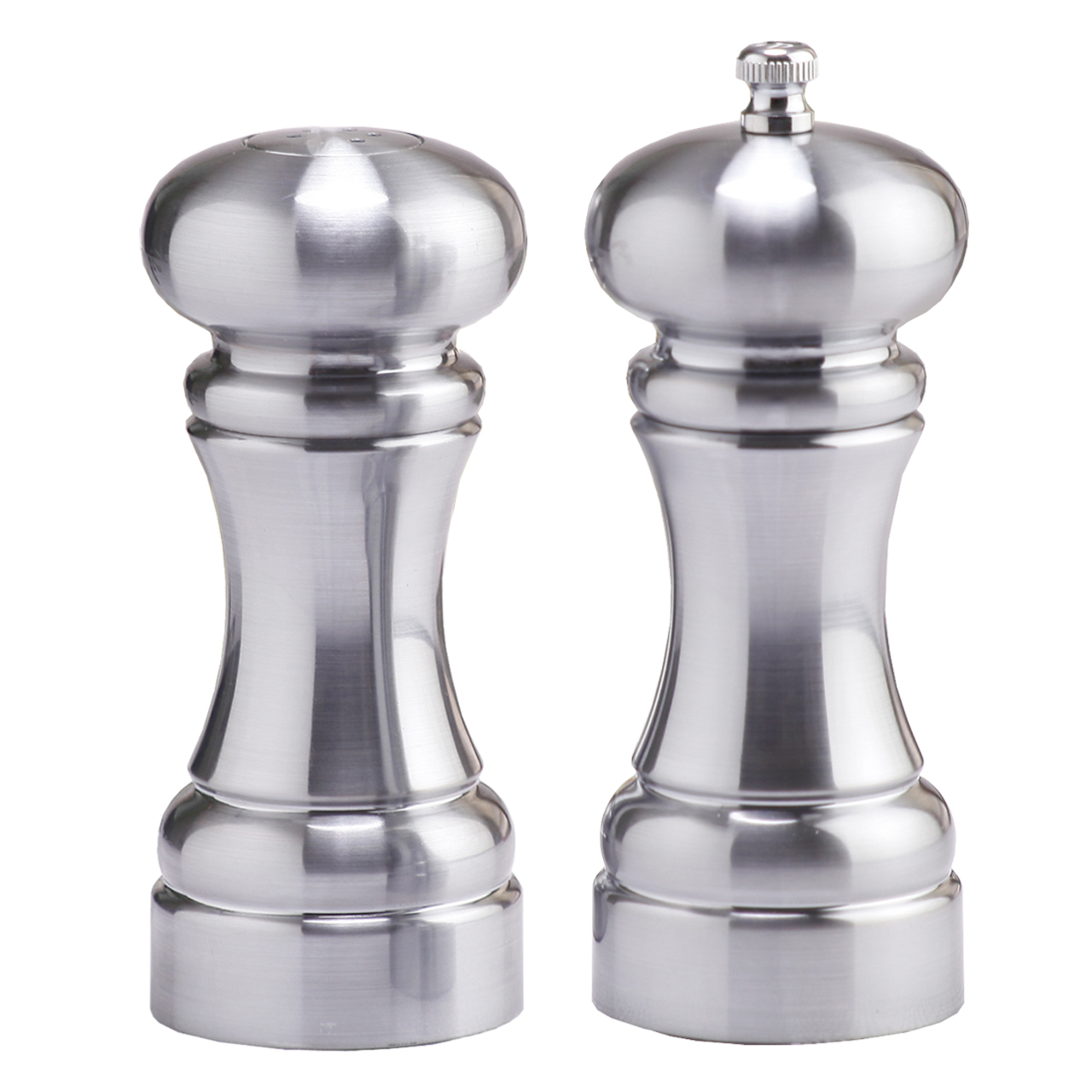 Picture of Chef Specialties 94500 5 Inch - 13cm WestinMatte Chrome Finish Pepper Mill Salt Shaker Set