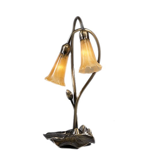Picture of Meyda  12980 Lily 2 Light Accent Lamp with Amber Shades