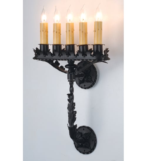98946 5lt Candle Wall Sconce Black