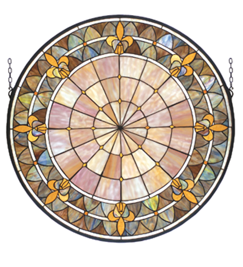 82455 30 Inch W X 30 Inch H Fleur-De-Lis Medallion Window
