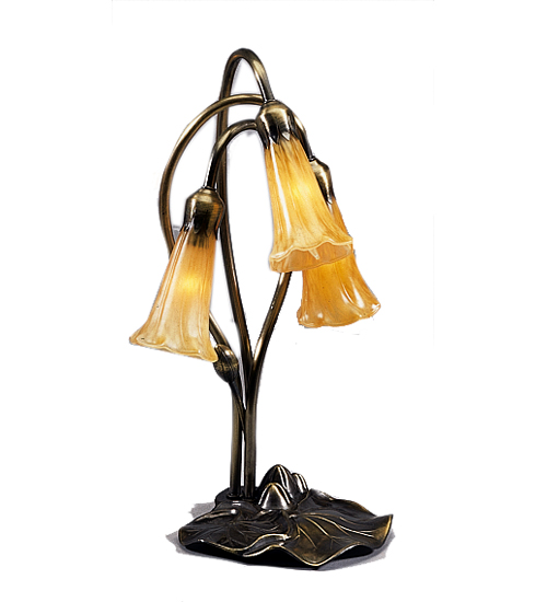 Picture of Meyda  13636 Lily 3 Light Accent Lamp with Amber Shades