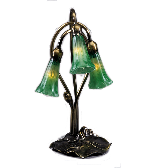 Picture of Meyda  14150 Lily 3 Light Accent Lamp with Shades - Green