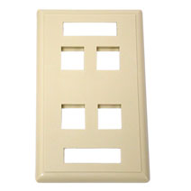 4-Port Multimedia Keystone Wall Plate - Ivory