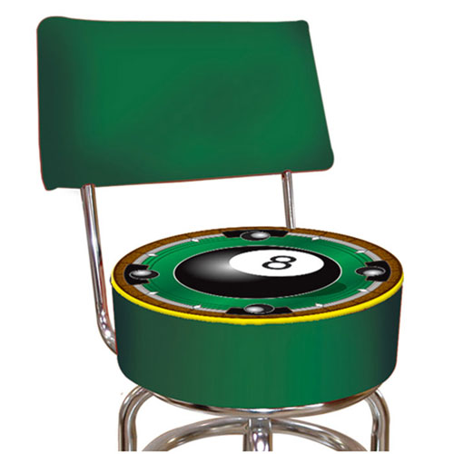 Rack em 8-Ball Padded Bar Stool with Back