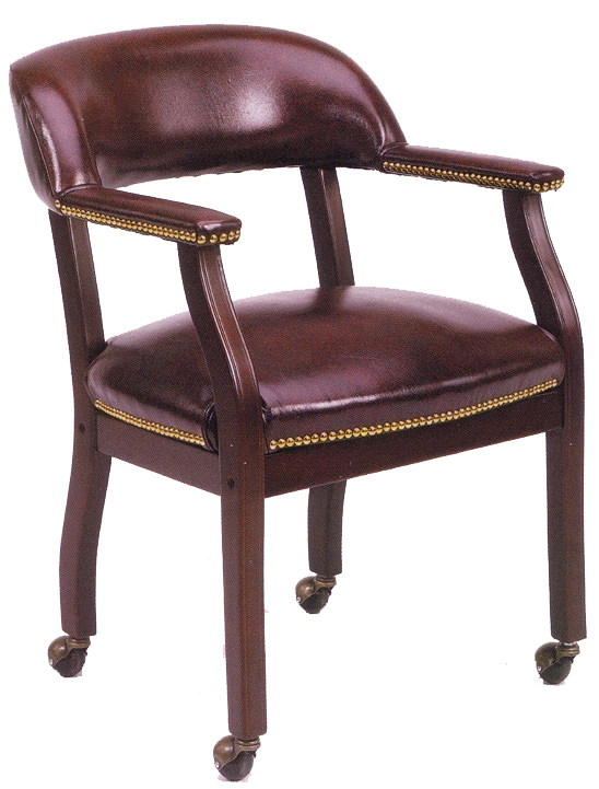 Picture of Boss Captains Arm Chair With Casters - B9545 - Oxblood Vinyl