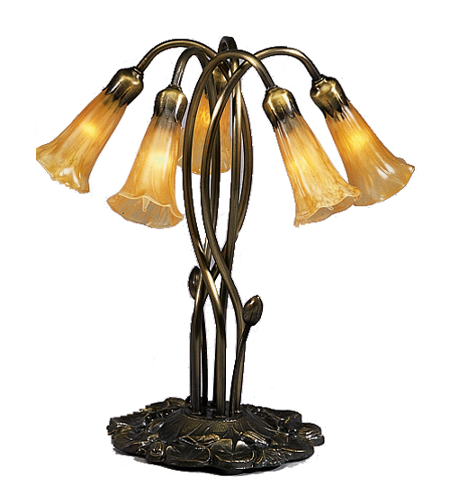 Picture of Meyda  14931 Lily 5 Light Accent Lamp with Amber Shades