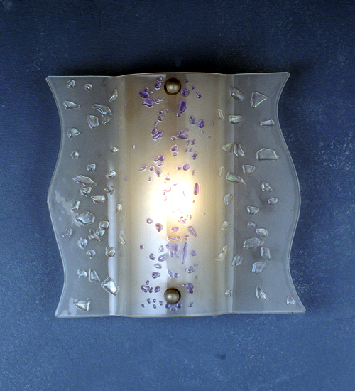 82995 12 Inch W Ice Age Fused Glass Sconce