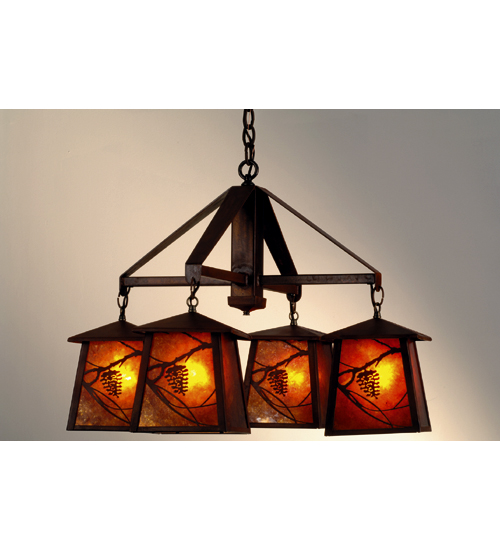 98359 28 Inch W 4 Arm Pinecone Chandelier Rt/Am