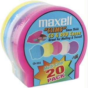 Picture of MAXELL 190073 CD/DVD Jewel Cases 20-pk 5mm Slim - Colors 190073
