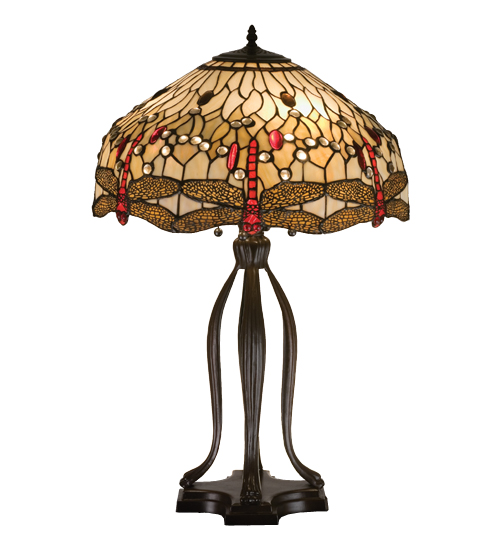 Meyda Tiffany 17500 30.5 Inch H Tiffany Scarlet Dragonfly Table Lamp
