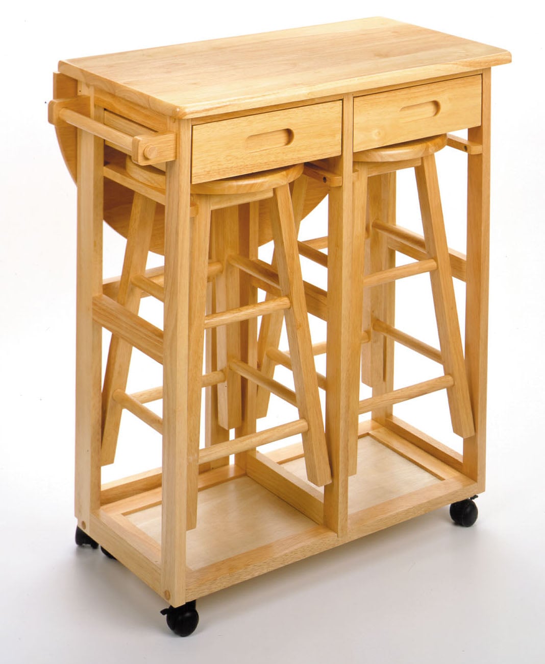 89332 Beech Beechwood TABLE DROP LEAF 2 RD STOOL 2 DRAWERS