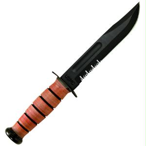 Picture of KABAR KB1218 USMC Fighting Knife Brown Leather Sheath 7 in. Serrated