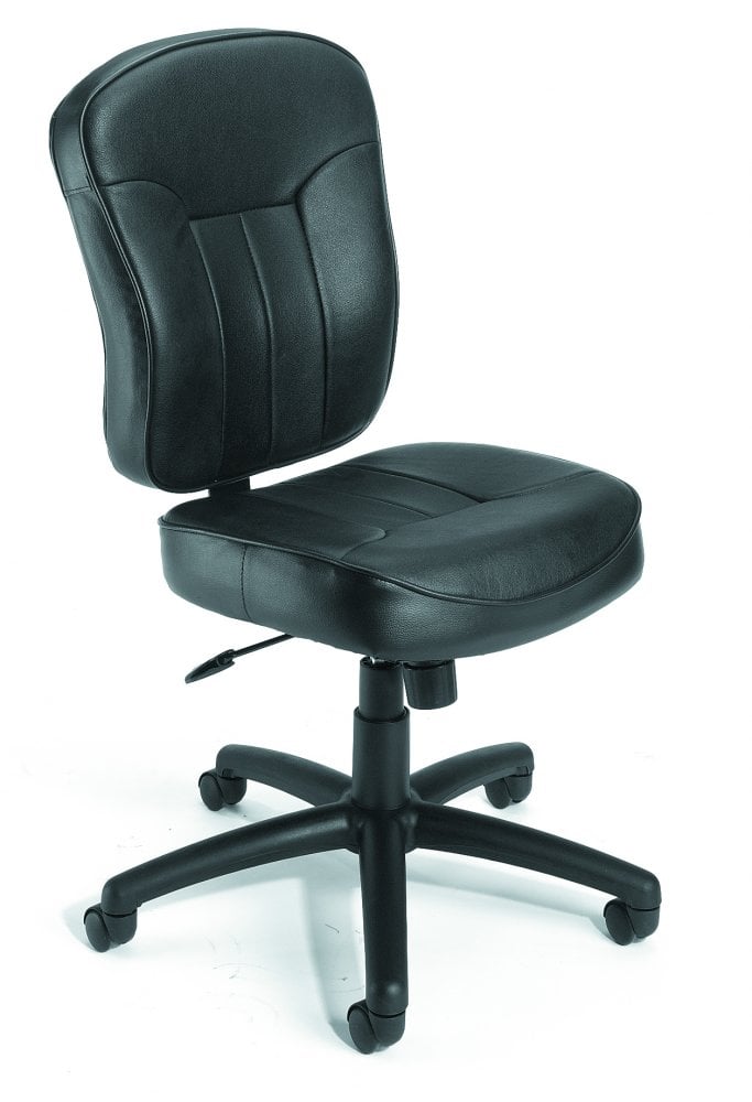 Picture of Boss B1562 Leather Task Chair With Loop Arms - Black (Pictured without loop arms)
