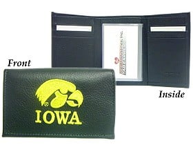 Iowa Hawkeyes Wallet Trifold Leather Embroidered