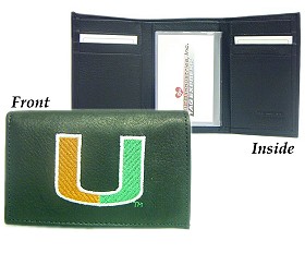 Picture of Miami Hurricanes Wallet Trifold Leather Embroidered