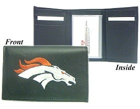 Denver Broncos Wallet Trifold Leather Embroidered