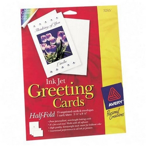 Picture of Avery Dennison Ink Jet Matte Coated Half-Fold Greeting Card 5.5 Inch x 8.5 Inch Matte 20 Card  20 Envelope Greeting Card 3265