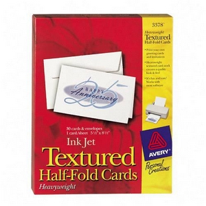 Picture of Avery Dennison Textured Half-Fold Greeting Cards 5.5 Inch x 8.5 Inch Uncoated 30 Card Greeting Card 3378