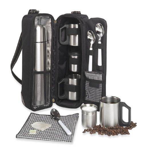 Picture of Picnic at Ascot 139-BLK Vienna Coffee Tote for 2 Black Gingham