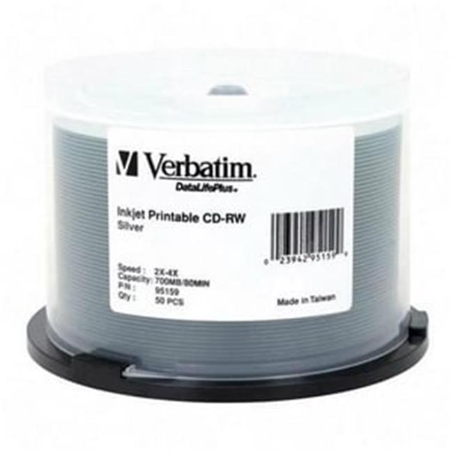 Verbatim DataLifePlus 4x CD-RW Media 700MB Ink Jet Printable 120mm Standard 9...