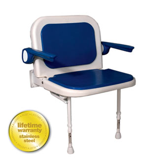 Picture of ARC Inc 04140P 4000 Series Shower Seat Wide Padded with Back and Arms - Blue - 27.75 Inch W