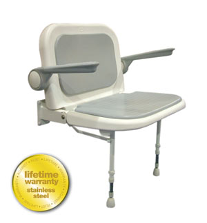 Picture of ARC Inc 04240P 4000 Series Shower Seat Wide Padded with Back and Arms - Gray - 27.75 Inch W
