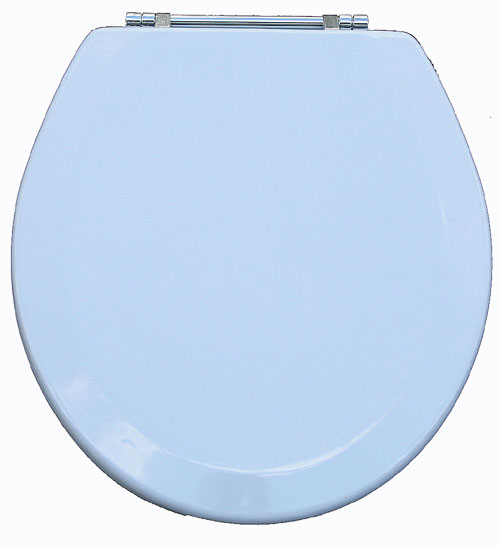 Picture of American Trading House MDF-303 Premium Toilet Wood Seat withChrome Hinges Metallic White